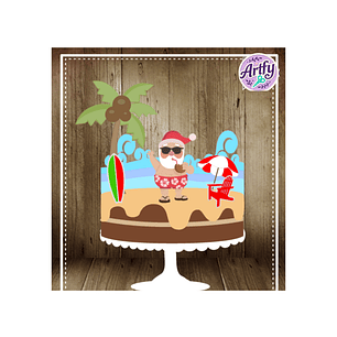 Topo de Bolo - Papai Noel Verão