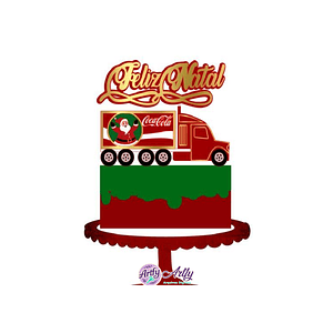 Topo de Bolo - Feliz Natal Coca Cola 