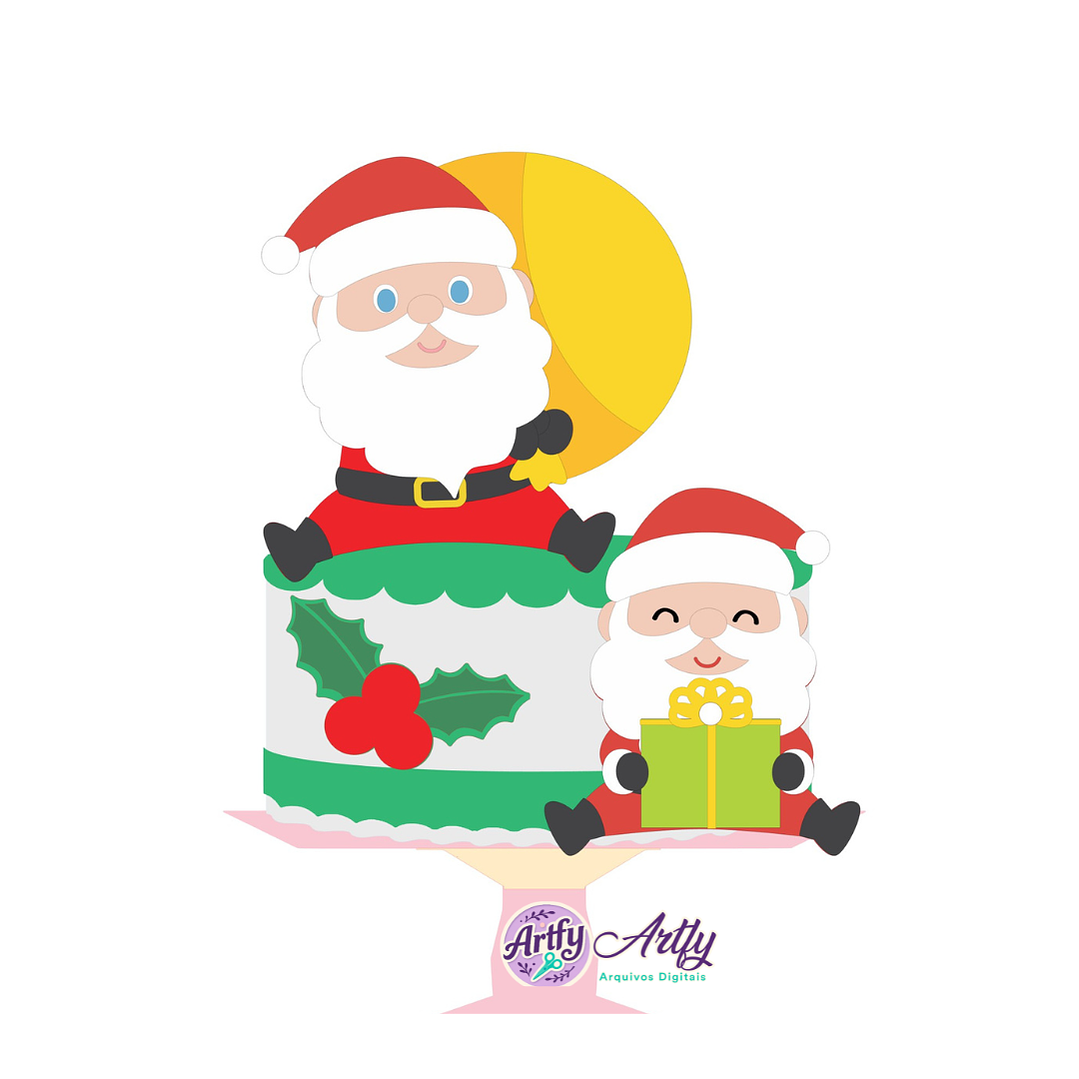 Topo de Bolo - Papai Noel Natal  1