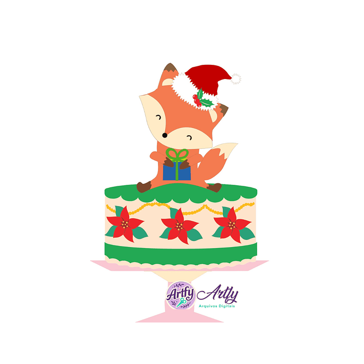 Topo de Bolo - Raposinha Natalina 