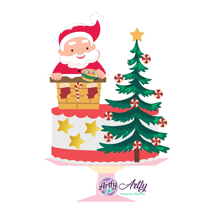 Topo de Bolo - Papai Noel 