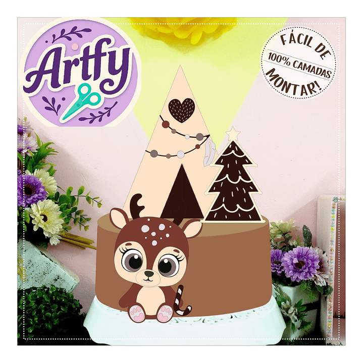 Topo de Bolo - Rena Natal