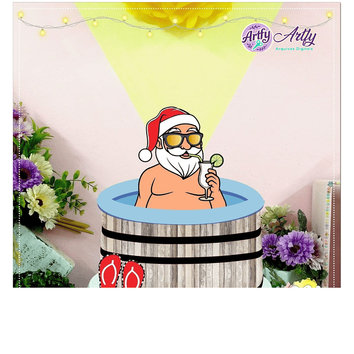 Topo de Bolo - Natal Papai Noel Verão 
