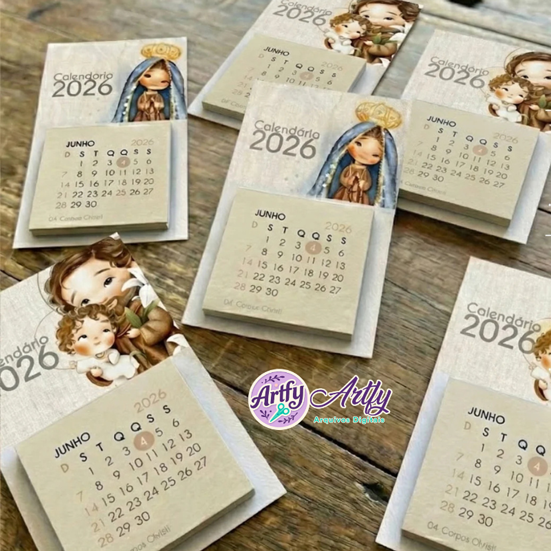 Calendário Mini Imâ de Geladeira Santinhos - 2026 1