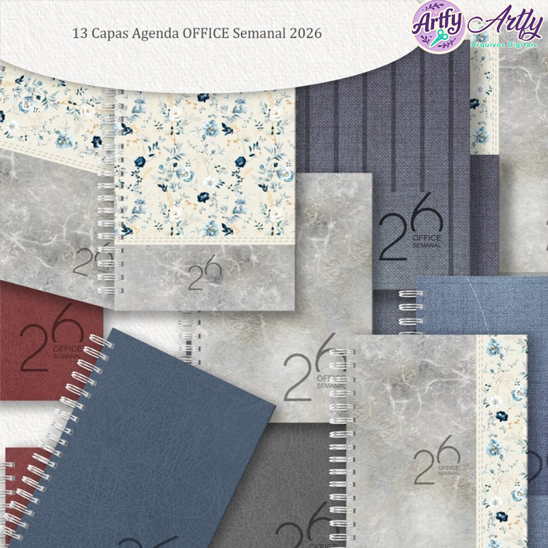 Combo 13 Capas A5 para Agenda Office Semanal 2026 1