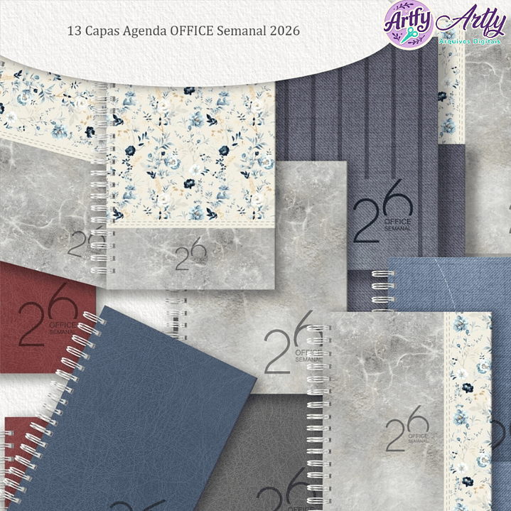 Combo 13 Capas A5 para Agenda Office Semanal 2026