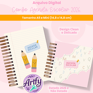 Combo Agenda Escolar e Infantil 2026