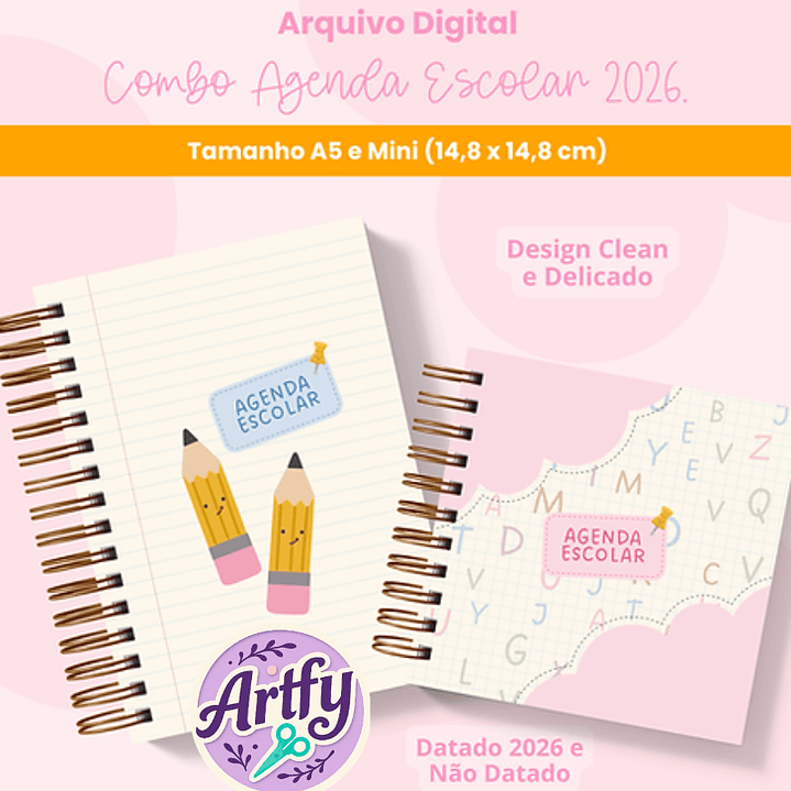 Combo Agenda Escolar e Infantil 2026