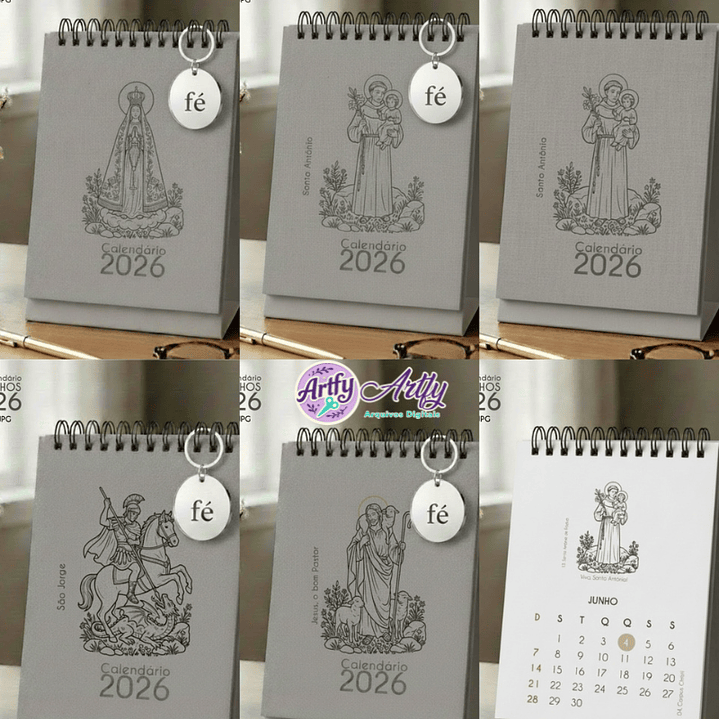 Mini Calendário de Mesa A6 Santinhos