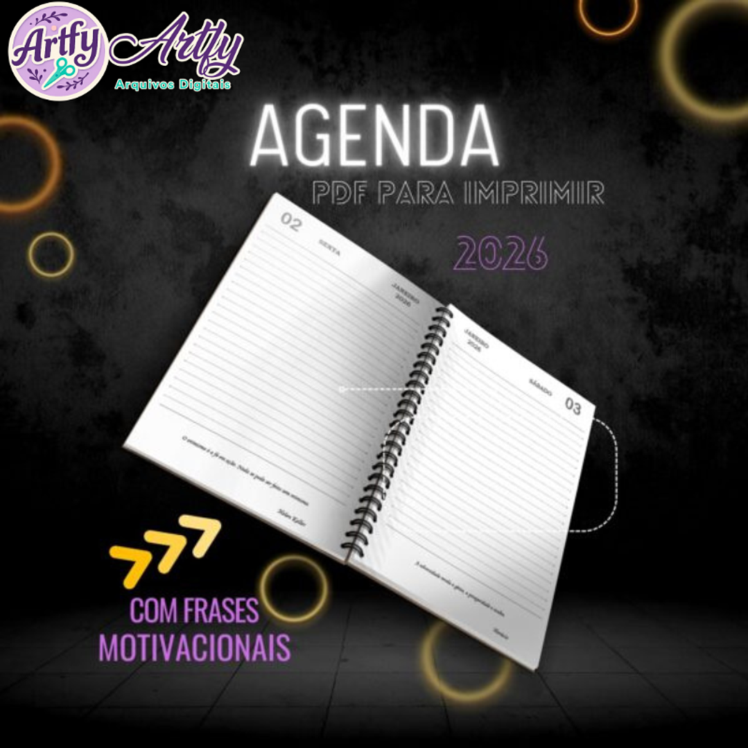 Agenda Diária 2026 Com Frases Motivacionais 1