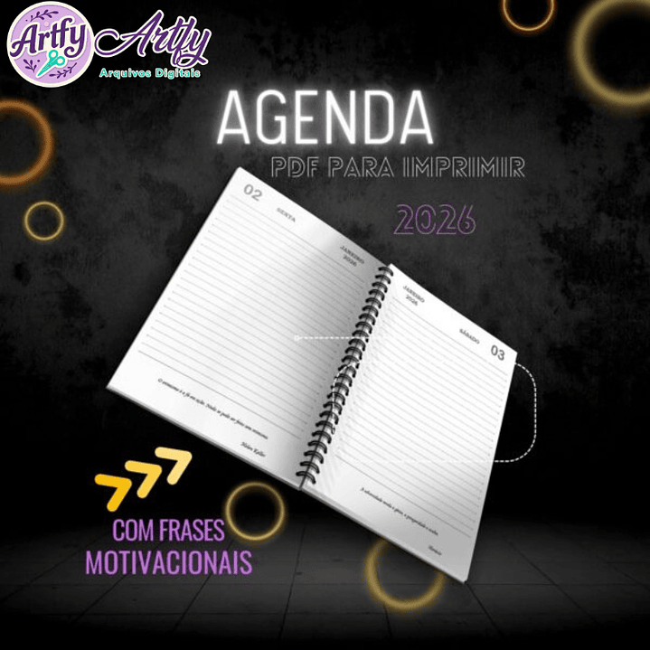 Agenda Diária 2026 Com Frases Motivacionais