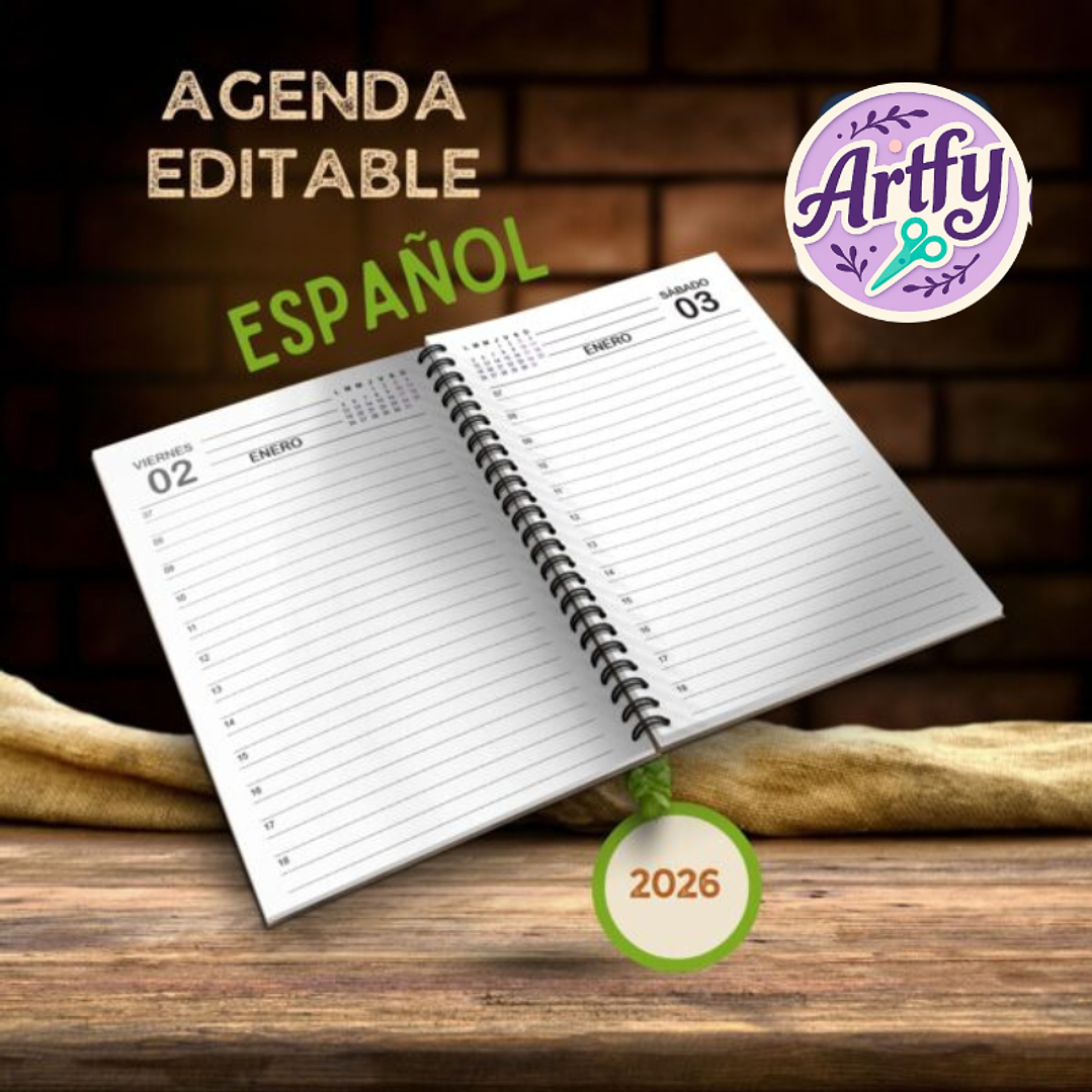 Agenda editável em Espanhol 1