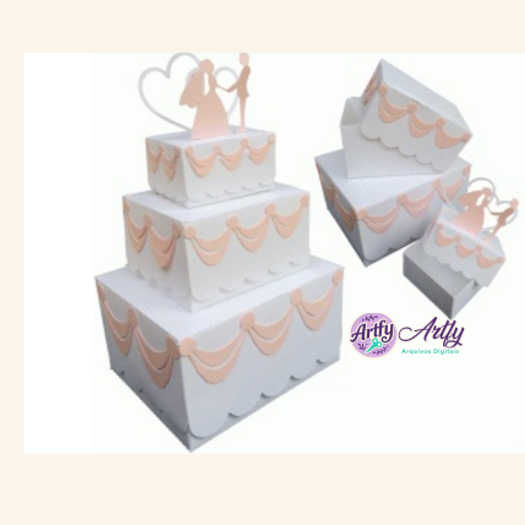 Caixa  Formato Bolo Casamento 1