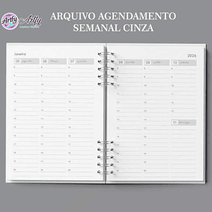 Agenda Semanal 30 min Cinza 2026