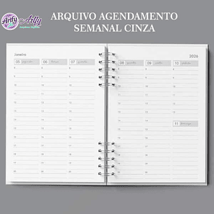 Agenda Semanal 30 min Cinza 2026