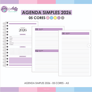 Agenda Simples 5 Cores 2026