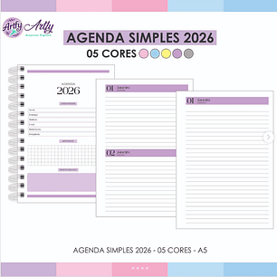 Agenda Simples 5 Cores 2026