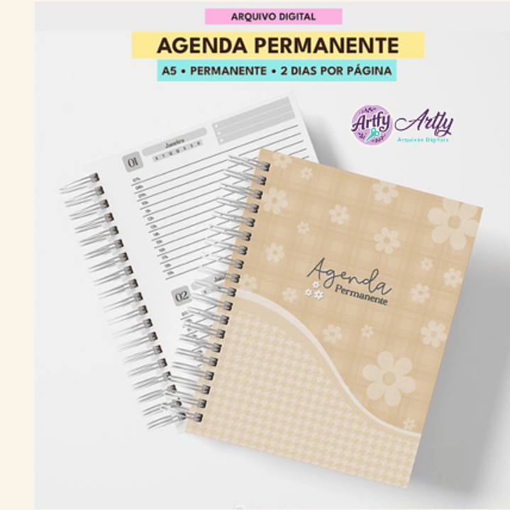 Kit Agenda Permanente Dourada