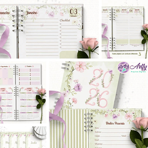 Agendas 2026 e Perm Versículos Floral Rosa