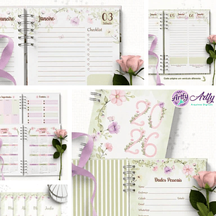 Agendas 2026 e Perm Versículos Floral Rosa