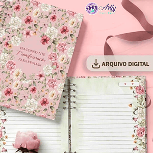 Kit 5 Capas e 5 Miolos Pautado Coleção Flores e Cores