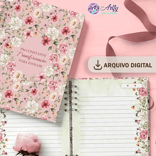 Kit 5 Capas e 5 Miolos Pautado Coleção Flores e Cores