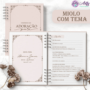Caderno Congresso 2025 Neutro Adoração Pura com Tema Feminino