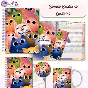 Combo Caderno Gatinho