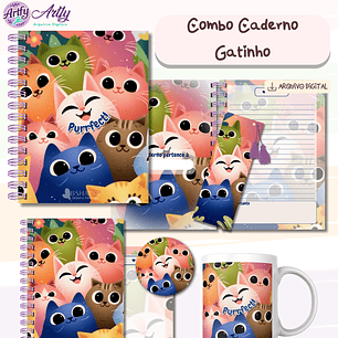 Combo Caderno Gatinho