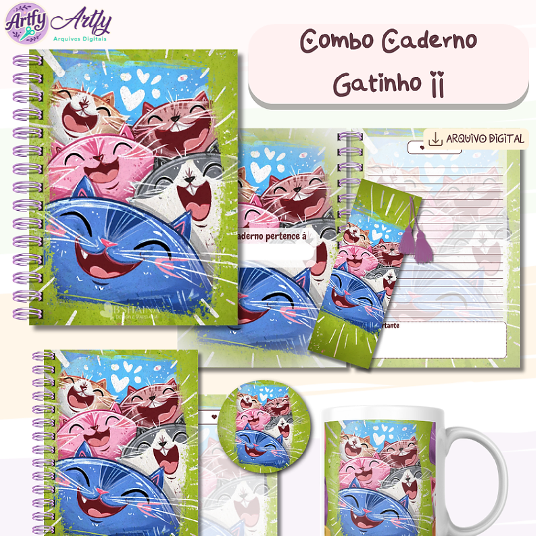 Combo Cadernos Gatinhos II 1