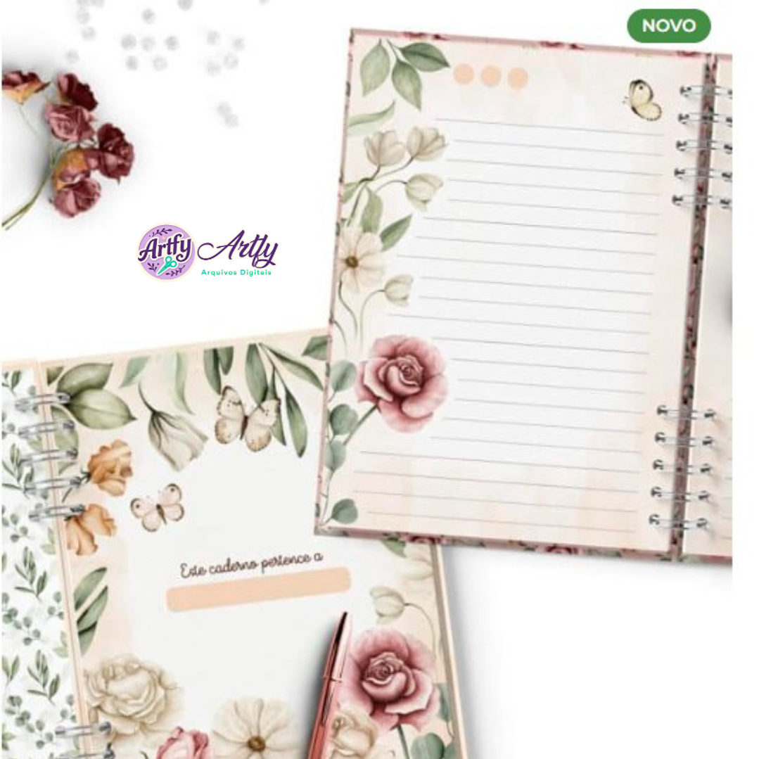Kit Capas Caderno Floral Romântico 1