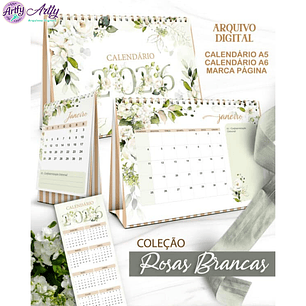 Kit Calendário - Rosas Brancas