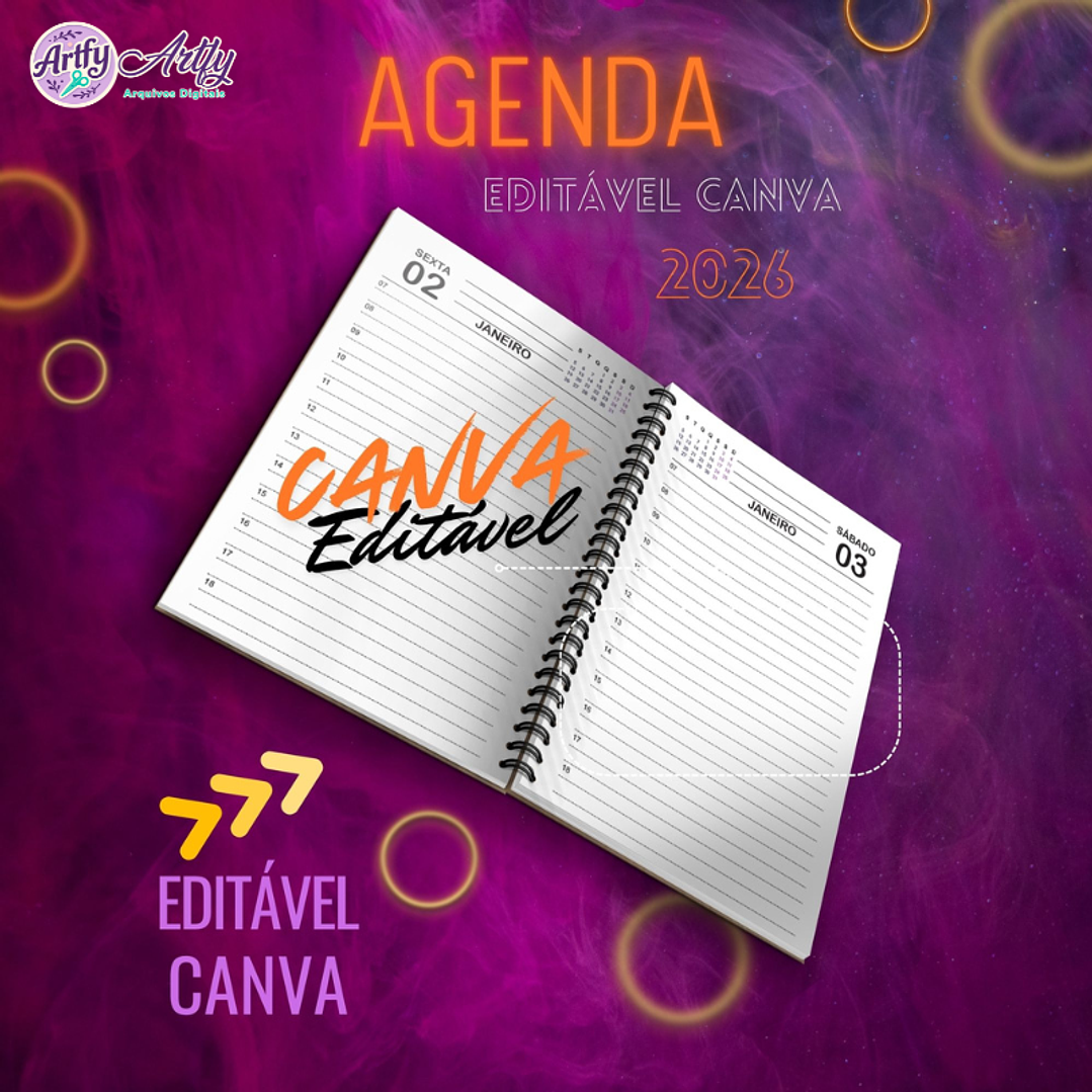 Agenda Editável no Canva 2026 1