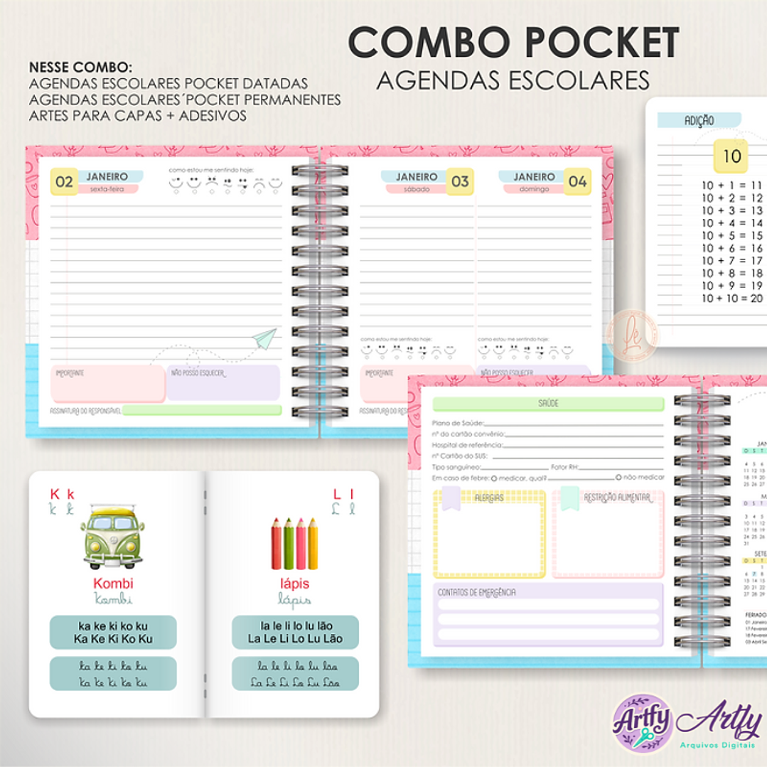 Combo Agendas Escolares Pocket 1