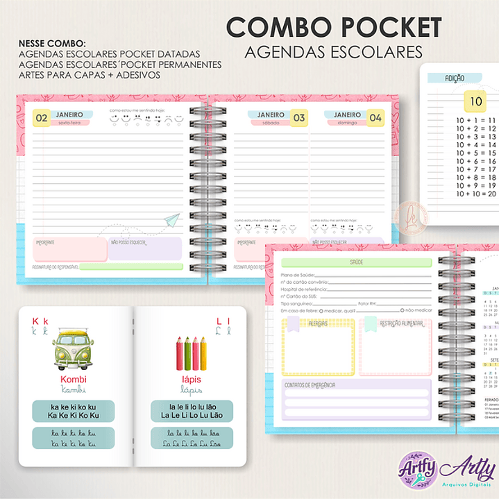 Combo Agendas Escolares Pocket
