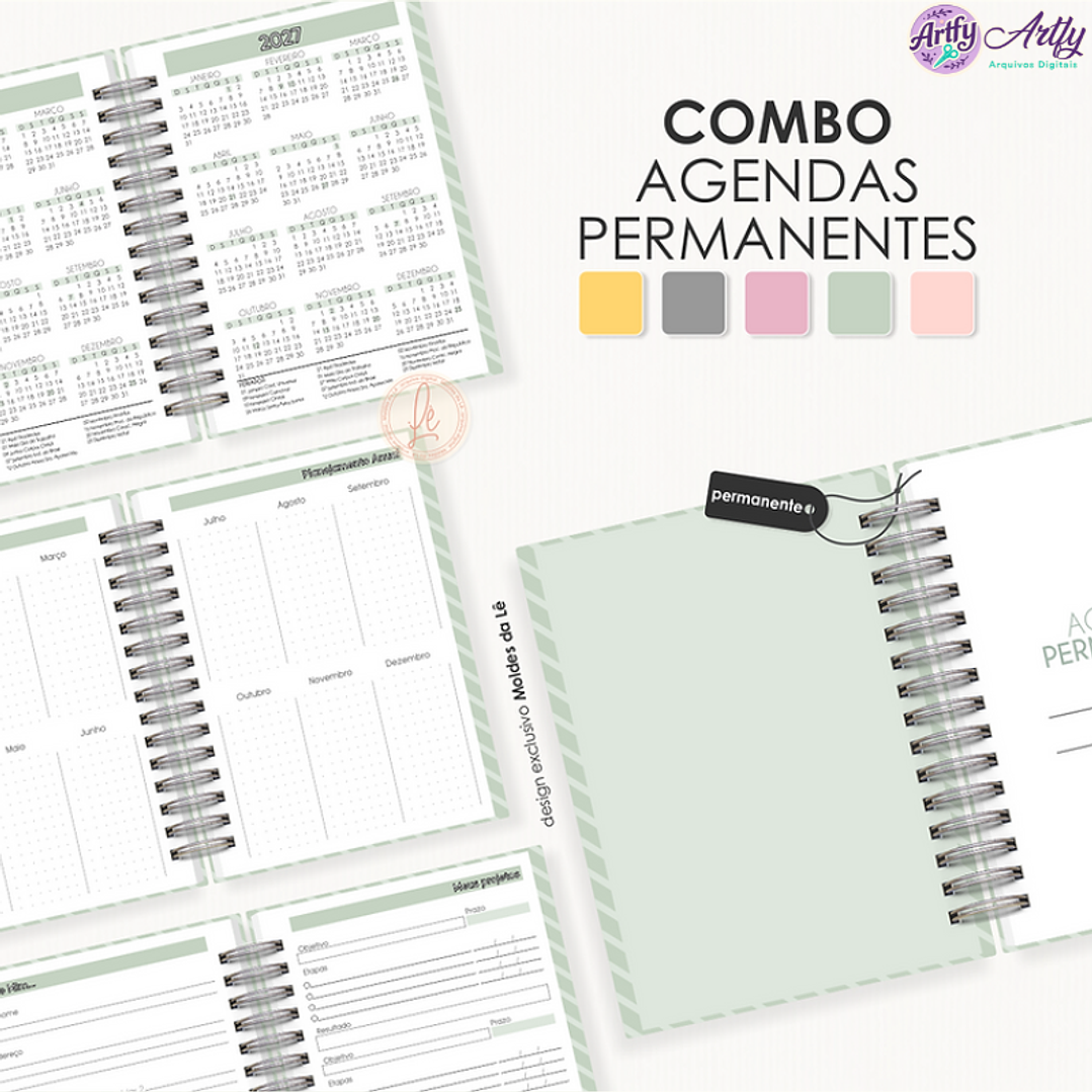 Combo Agendas Permanentes - Miolo A5 1