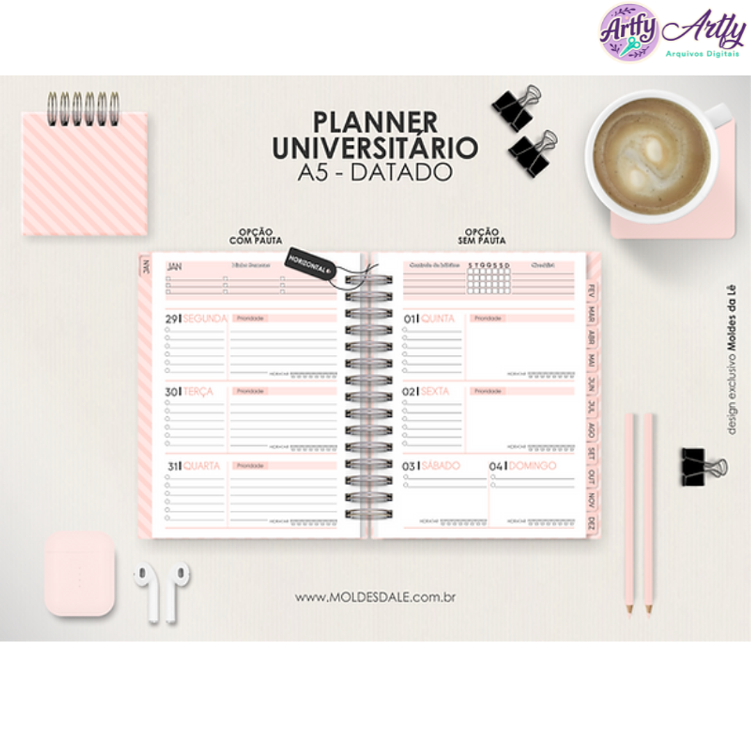 Planner A5 Datado Horizontal 1