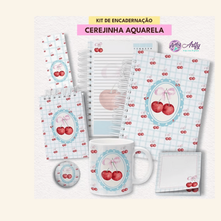 KIT  ENCADERNAÇÃO CEREJINHA AQUARELA 