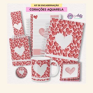 KIT Encadernação CORAÇÃO AQUARELA