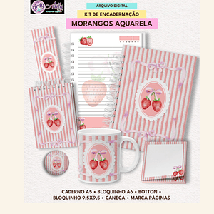 KIT Encadernação MORANGO AQUARELA