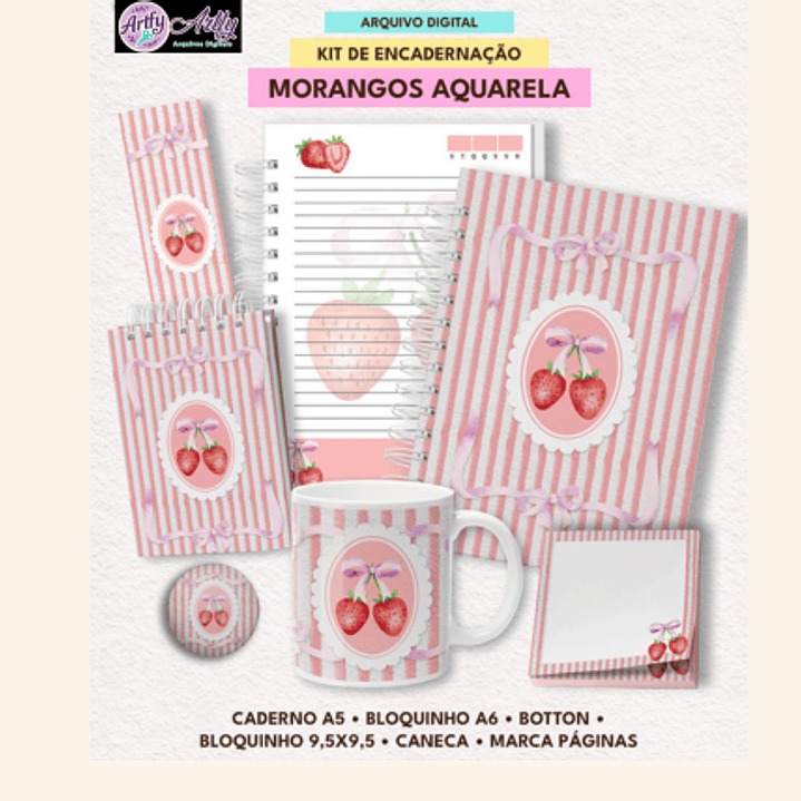 KIT Encadernação MORANGO AQUARELA