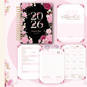Agenda 2026  FLORAL PRETA 