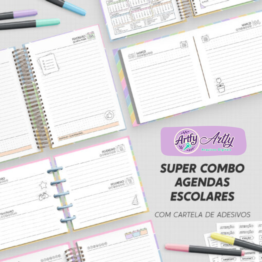 Super Combo Agendas Escolares para Colorir 2026 1