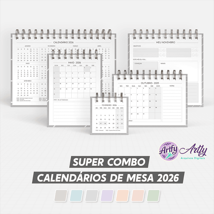 Super Combo de Calendário de Mesa 2026