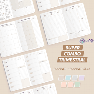Super Combo Planner Trimestral + Tristemstral Slim 2026