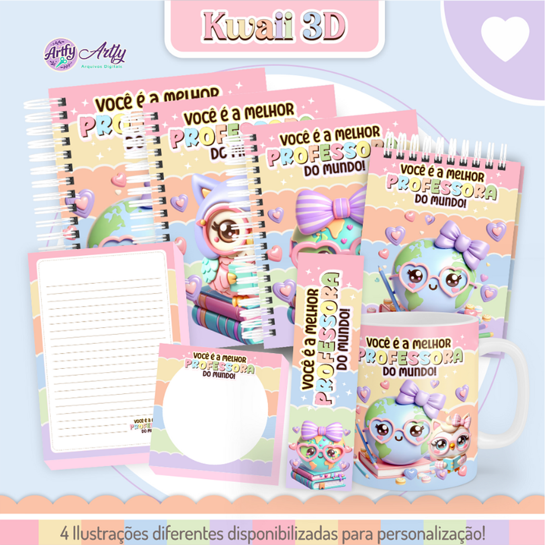 Pack Capas Kawaii 3D 1