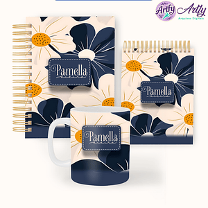 Pack Abstrato Floral Azul