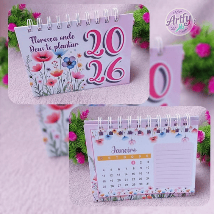 DHAMA Calendário de Mesa Floresça 2026 