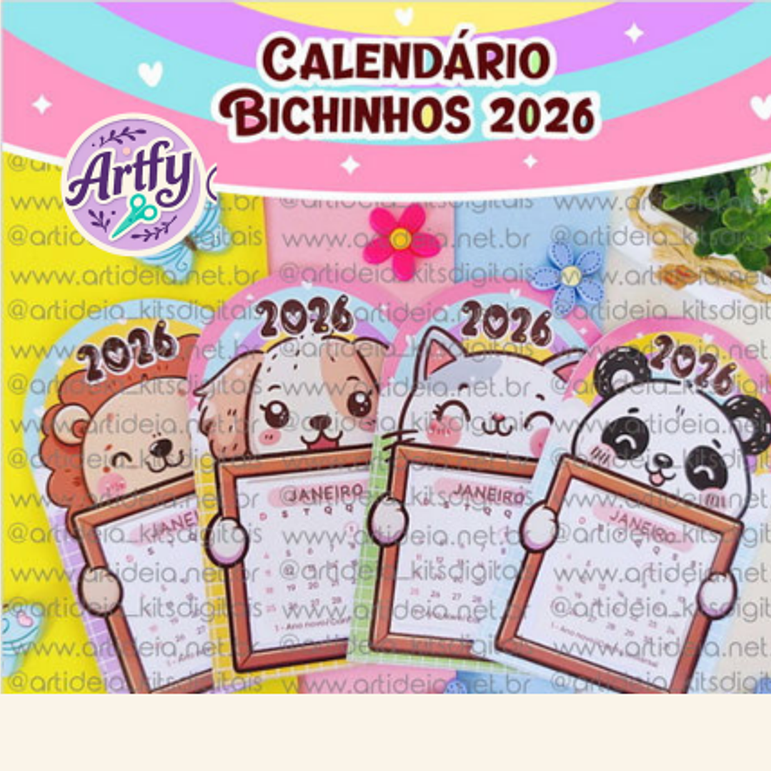 Kit Digital  Calendário Bichinhos 2026 1