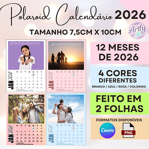 Molde Calendário Polaroid 2026